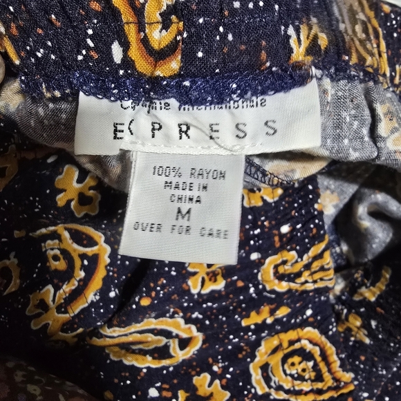 Vintage Speckled Polka Dot Paisley Print Blue and Orange Skirt - Picture 4 of 8